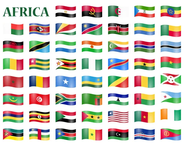Колекція Позначки Усіх Національних Країн Африки — стоковий вектор