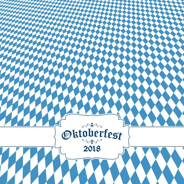 Oktoberfest Hintergrund Mit Blau Weiß Kariertem Muster Banner Und Text — Stockvektor