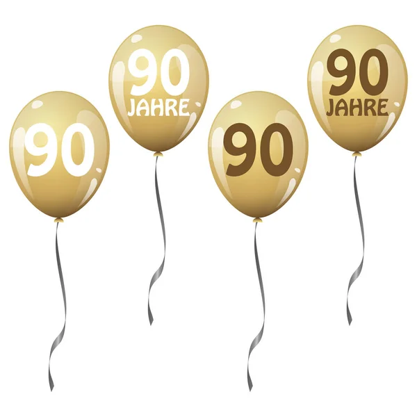 Quatro Balões Jubileu Dourado Por Anos — Vetor de Stock