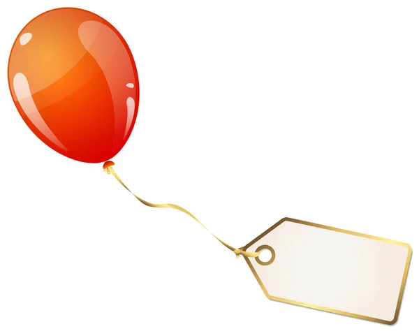 Flying Colored Balloon Empty White Golden Hangtag — Stock Vector