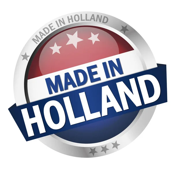 Bouton Rond Avec Bannière Drapeau Pays Texte Made Holland — Image vectorielle