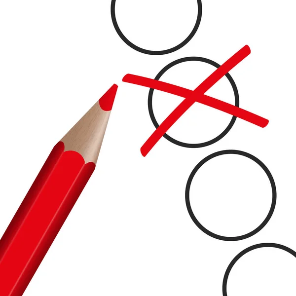 红色的笔与交叉选举的象征主义 — 图库矢量图片
