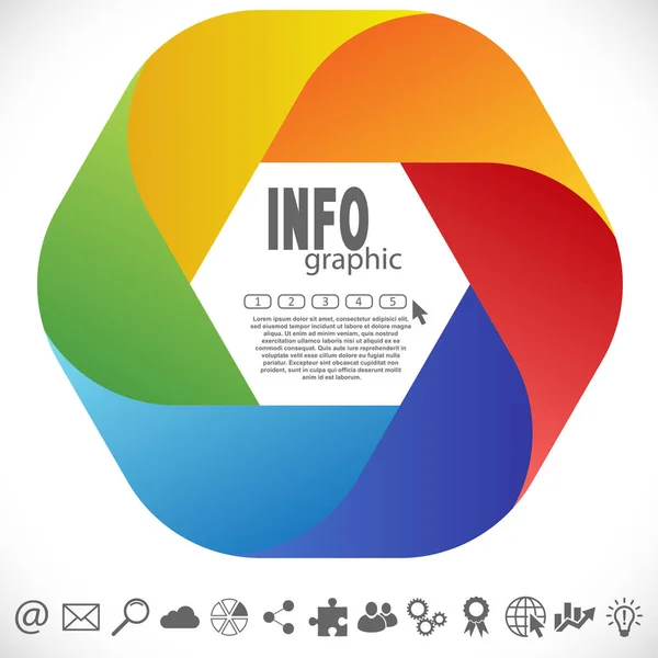 Geschäftsinformationsgrafik Farbig Mit Sechs Optionen Und Einigen Web Symbolen — Stockvektor