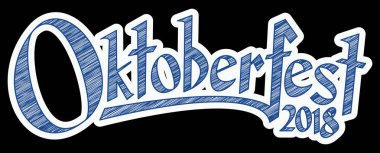 karalama desenli mavi ve beyaz başlık ve metin oktoberfest 2018