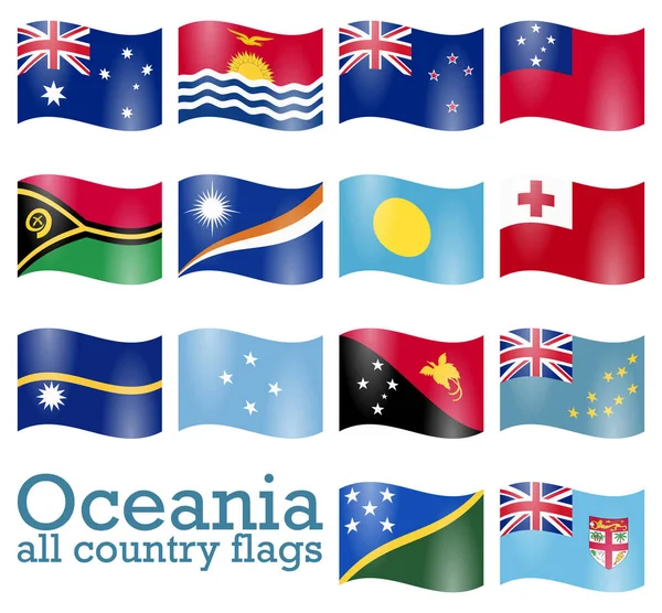 Sammlung Von Flaggen Aus Allen Ländern Ozeaniens Und Australiens — Stockvektor