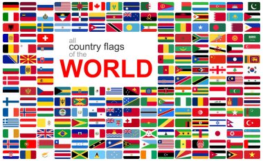 Dünyanın tüm ulusal ülkelerin bayrakları topluluğu