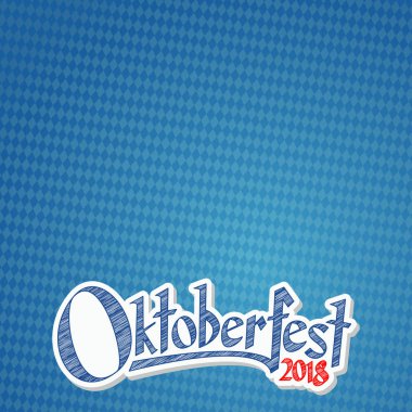 Oktoberfest arka plan mavi-beyaz kareli desen, afiş ve metin Oktoberfest 2018 (Almanca)