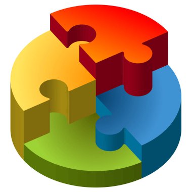 bulmaca dört diyagramında izole üzerinde beyaz arka plan renkleri.