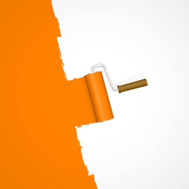 boya silindiri renk turuncu beyaz arka plan üzerinde repainting
