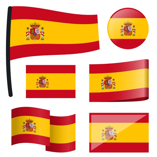 Collection Différents Drapeaux Balancés Pays Espagne — Image vectorielle