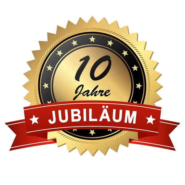 Golden Jubilee Medailon Červeným Proužkem Let — Stockový vektor