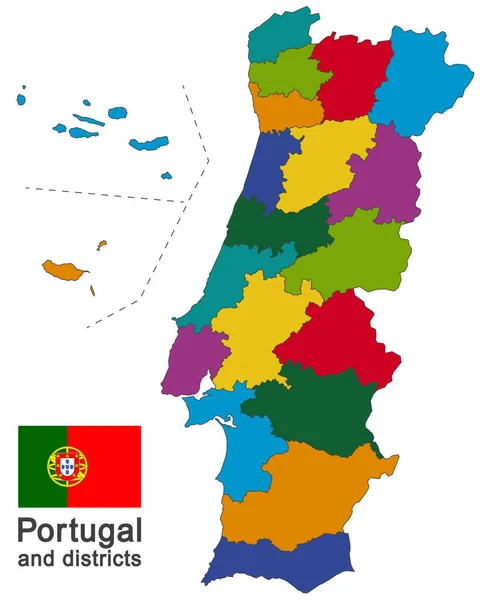 European Country Portugal Districts Details — Stock Vector