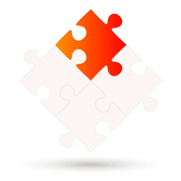 Puzzle Con Quattro Parti Opzione Colore Rosso — Vettoriale Stock