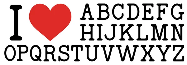 Adoro Lettere Con Abc Cuore Rosso — Vettoriale Stock