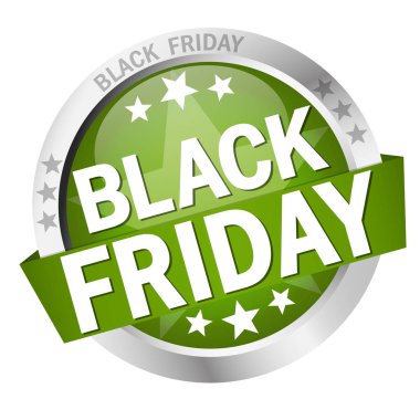 sancaklı yuvarlak renkli düğme ve Kara Cuma metni