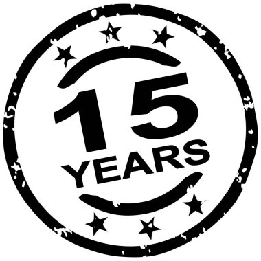 15 yıl jübile pazarlama için yuvarlak grunge damgasını