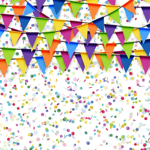 Gekleurde Slingers Confetti Achtergrond Voor Feest Festival Gebruik — Stockvector