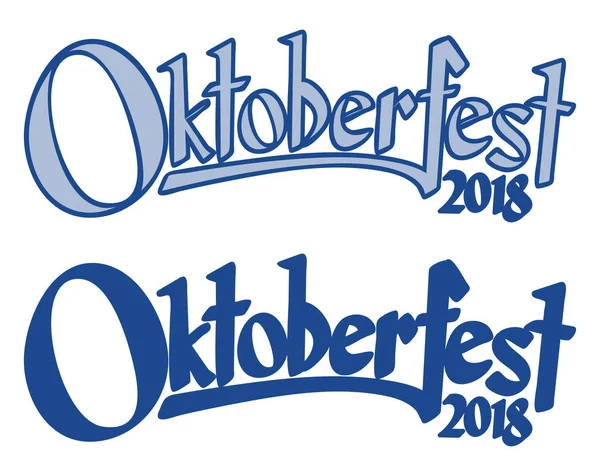 Синий Белый Заголовки Текстом Oktoberfest 2018 — стоковый вектор