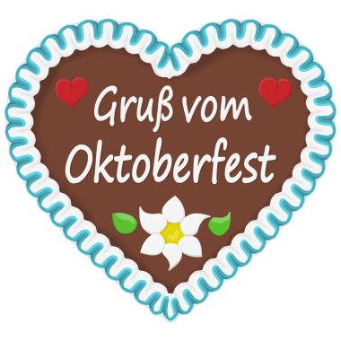 Oktoberfest zamanı için Almanca yazılmış zencefilli kek kalbini resmettim.