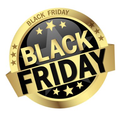 sancaklı yuvarlak renkli düğme ve Kara Cuma metni