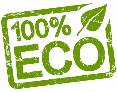 Beyaz arkaplanda% 100 ECO izole edilmiş yeşil grunge damgası