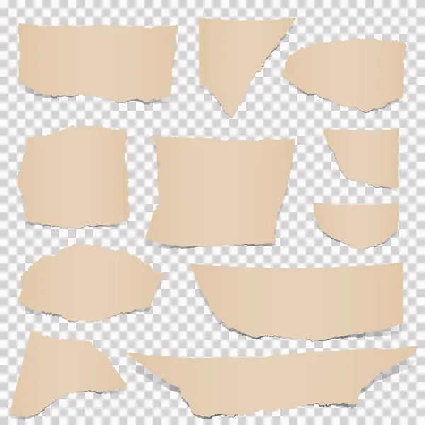 Collection Déchets Papier Couleur Marron Avec Transparence Dans Fichier Vectoriel — Image vectorielle
