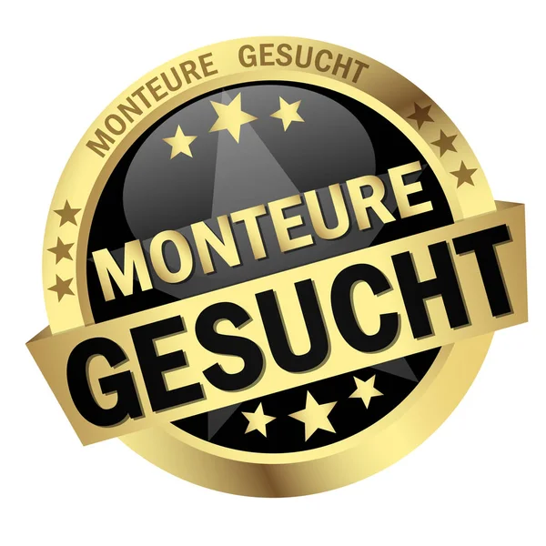 Kerek Színes Gomb Banner Szöveges Monteure Gesucht — Stock Vector