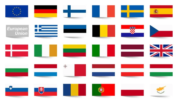 Recogida Banderas Todos Los Países Nacionales Unión Europea — Archivo Imágenes Vectoriales