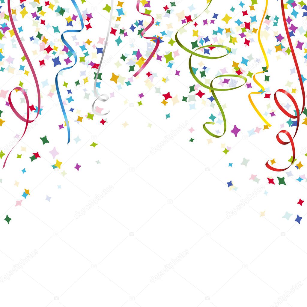 colored streamers and confetti background for party or festival usage