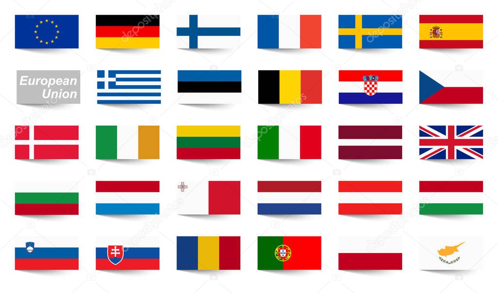 collection of flags from all national countries of European Union