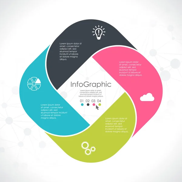 Modèle Coloré Graphique Information Affaires Avec Différentes Options Montrant Processus — Image vectorielle