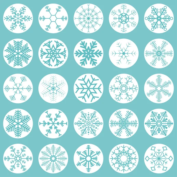 Collection Different Abstract Snow Flakes Christmas Winter Time — Stock Vector