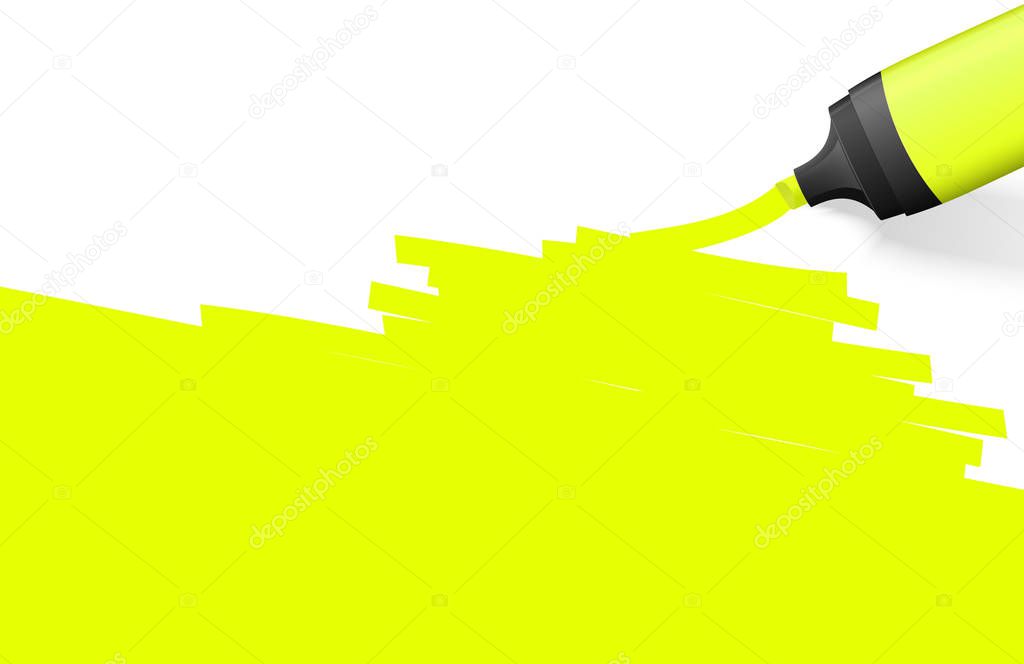 yellow colored highlighter with marking on bottom side