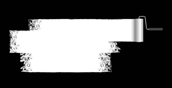 Изолированные Черном Фоне Краски Ролика Окрашенной Маркировкой Белого Цвета — стоковый вектор