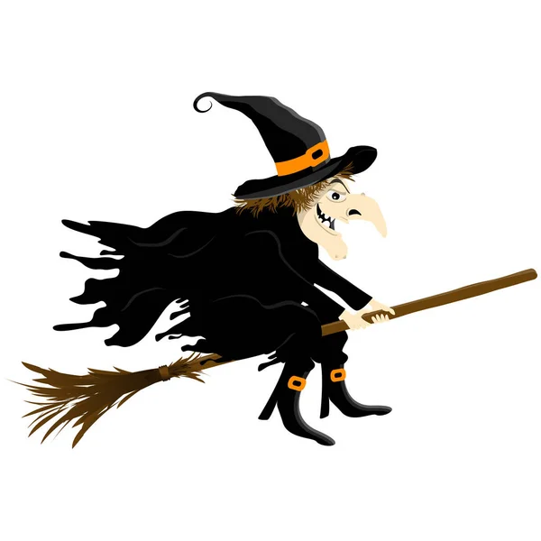 Bruxa Isolada Fundo Branco Para Layouts Assustadores Tempo Halloween — Vetor de Stock