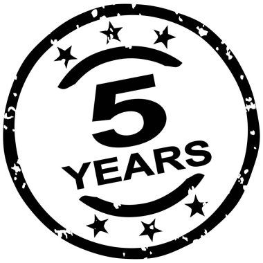5 yıl jübile pazarlama için yuvarlak grunge damgasını