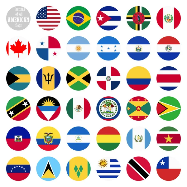 Collection Flags All National Countries America — Stock Vector