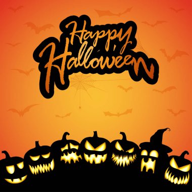 Cadılar Bayramın kutlu olsun selamlar ile farklı yüzlerle korkunç kabaklar