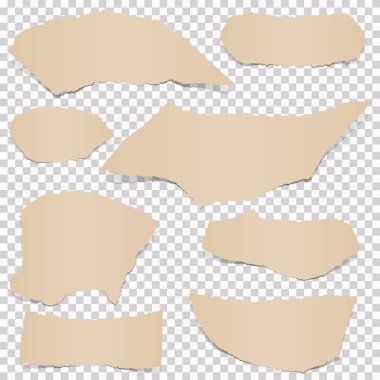 vektör dosyasında şeffaflık ve kahverengi kağıt kırıntıları koleksiyonu