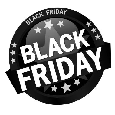 sancaklı yuvarlak renkli düğme ve Kara Cuma metni