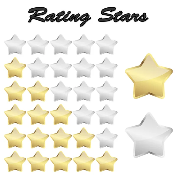 Vector File Golden Review Stars Rating — Stock Vector