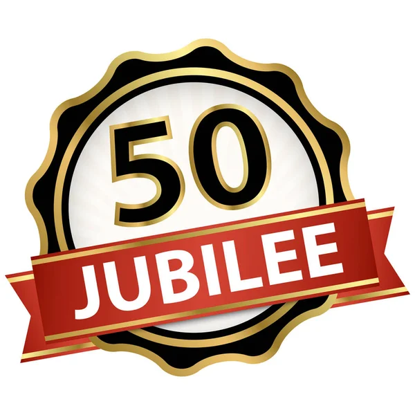 Jubilee Düğmesi Ile Kırmızı Bayrak Yıldır Pazarlama Kullanmak Için Yuvarlak — Stok Vektör