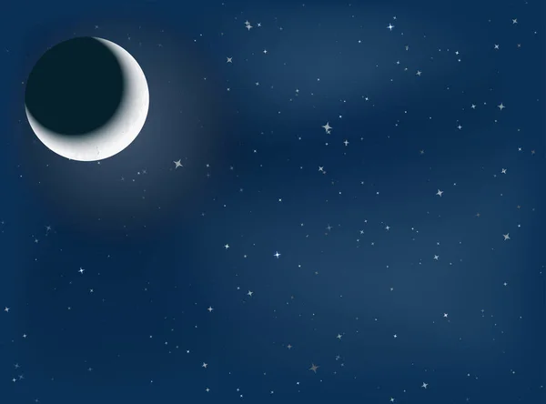 Illustration Von Mondsichel Und Sternenhimmel — Stockvektor