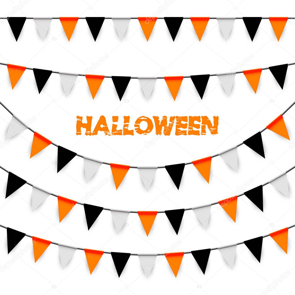 garlands background with black, orange and white pennants used for Halloween layouts