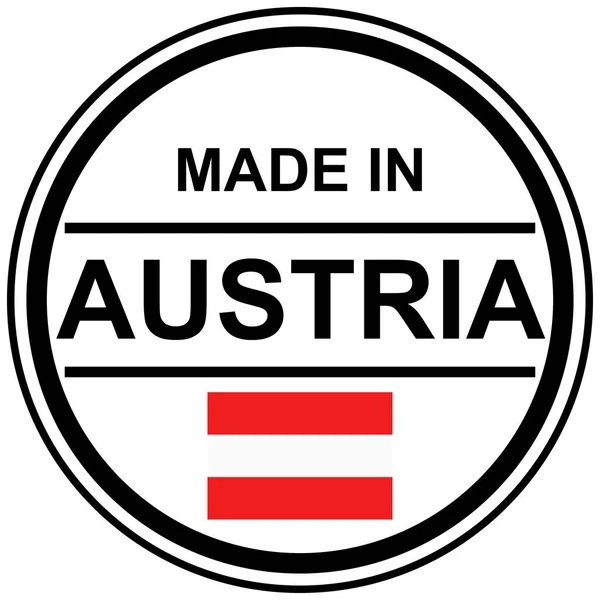 Στρογγυλή Σφραγίδα Κείμενο Made Στην Αυστρία Και Σημαία Χώρας — Διανυσματικό Αρχείο