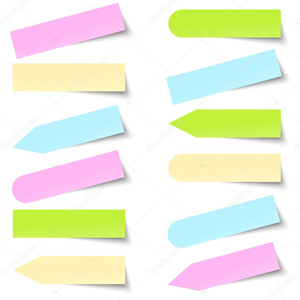 collection of different colored sticky notes with shadow