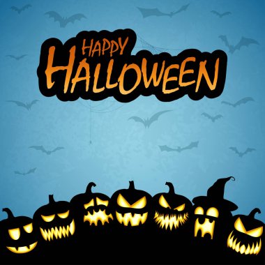 Cadılar Bayramın kutlu olsun selamlar ile farklı yüzlerle korkunç kabaklar