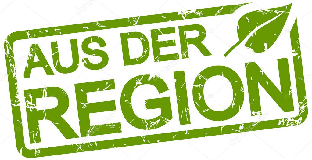 green grunge stamp with text from the region (in german) isolated on white background