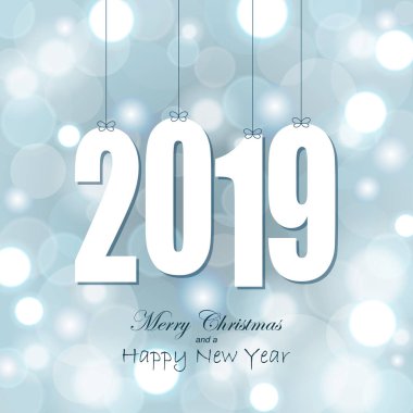 Yeni yıl 2019 için beyaz renkli asmak etiketi numaraları