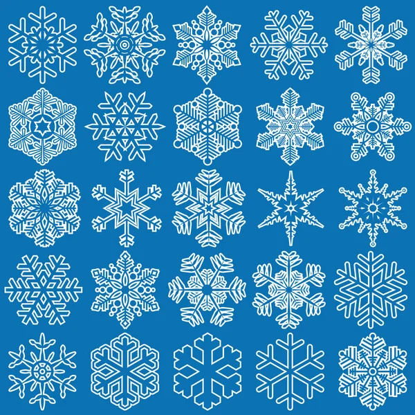 Colección Diferentes Copos Nieve Abstractos Para Navidad Conceptos Invierno — Archivo Imágenes Vectoriales